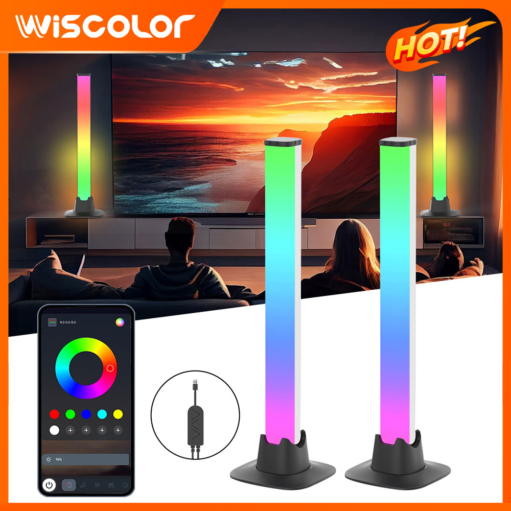 Desk Setup With Tv - テレビの背面に取り付ける、Tuya Wi-Fi対応のRGB LEDライトバー。間接照明、デスクライト、ナイトライトとして使用可能。音楽のリズムに合わせて点灯し、パーティー、ゲームルームの装飾にも最適。