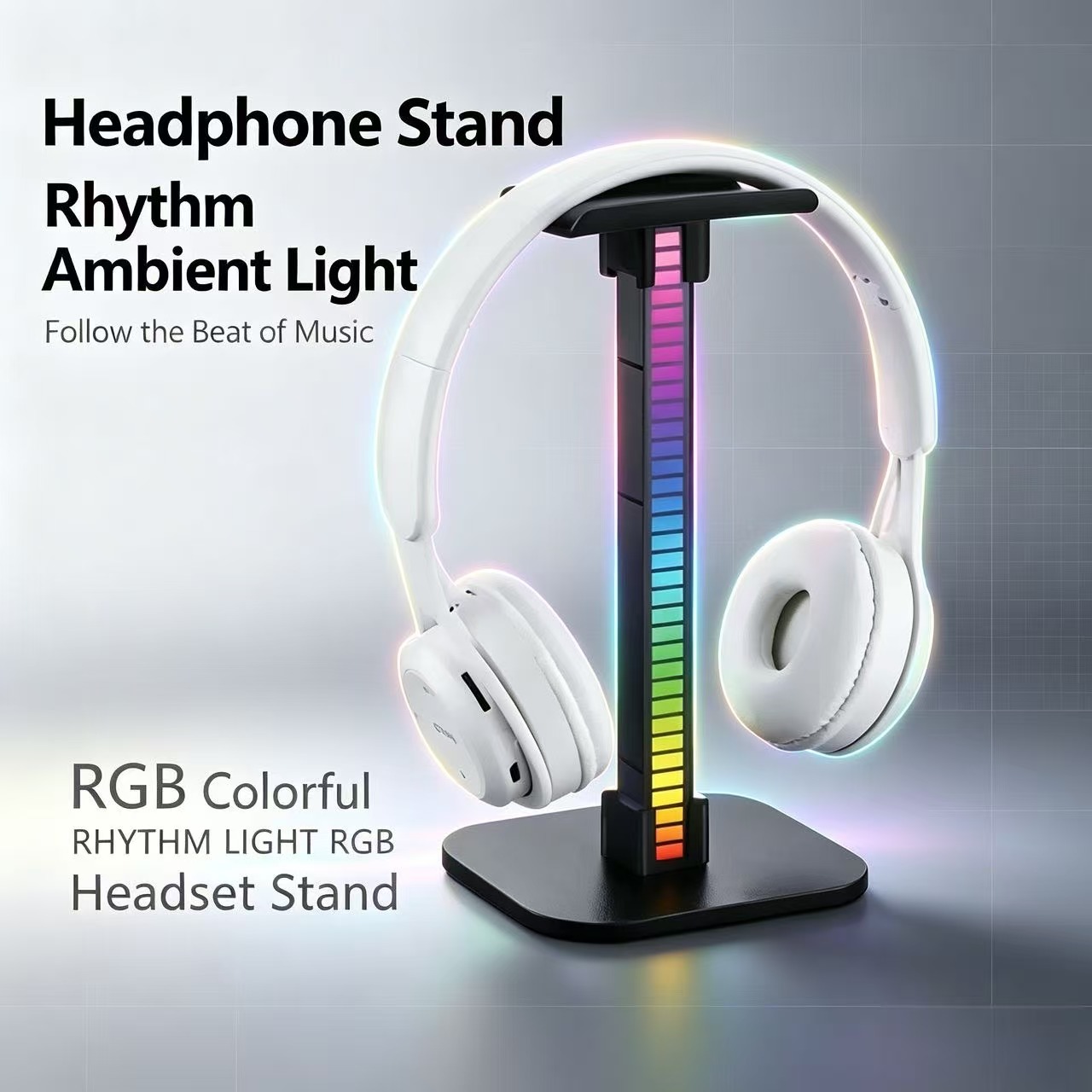 Desk Setup Lamp - USBゲーミングヘッドホンスタンド RGBリズムライト付き 分離式デスクトップヘッドセットホルダー ゲーマー向け