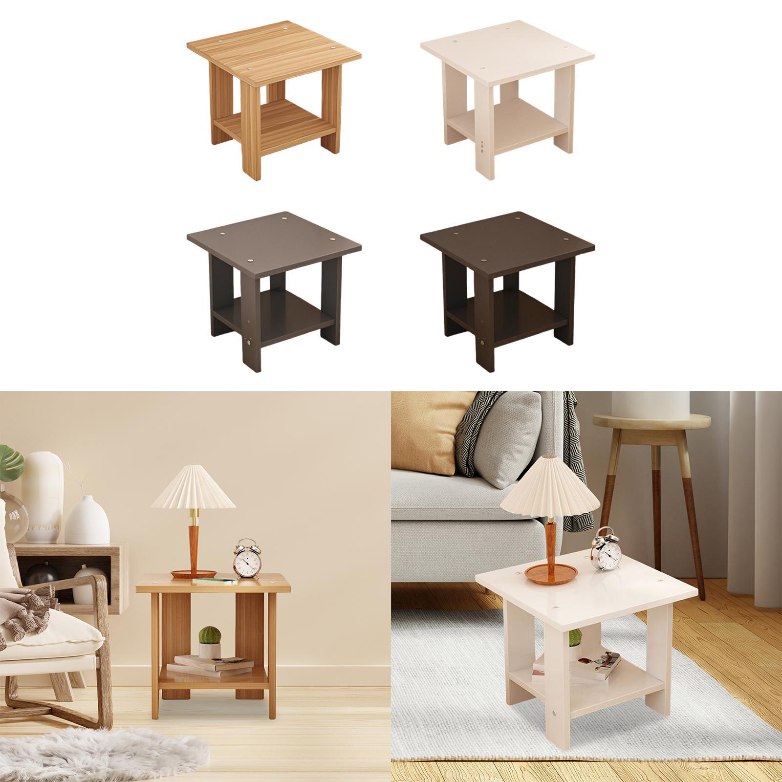木製二層サイドテーブル多機能頑丈モダン軽量ランプ電話用ラップ - Desk Setup Minimalist のレビューと価格