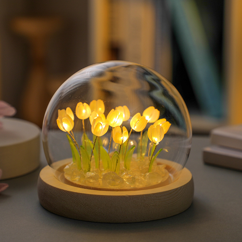 手作りのチューリップの夜の光,創造的なオフィスの雰囲気の装飾 - Desk Setup Lamp のレビューと価格