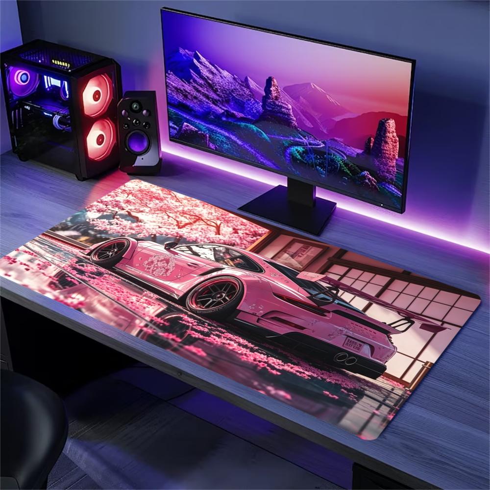 サクラスポーツカー拡張デスクマット滑り止めゴムステッチエッジ - Desk Setup Pc And Laptop のレビューと価格