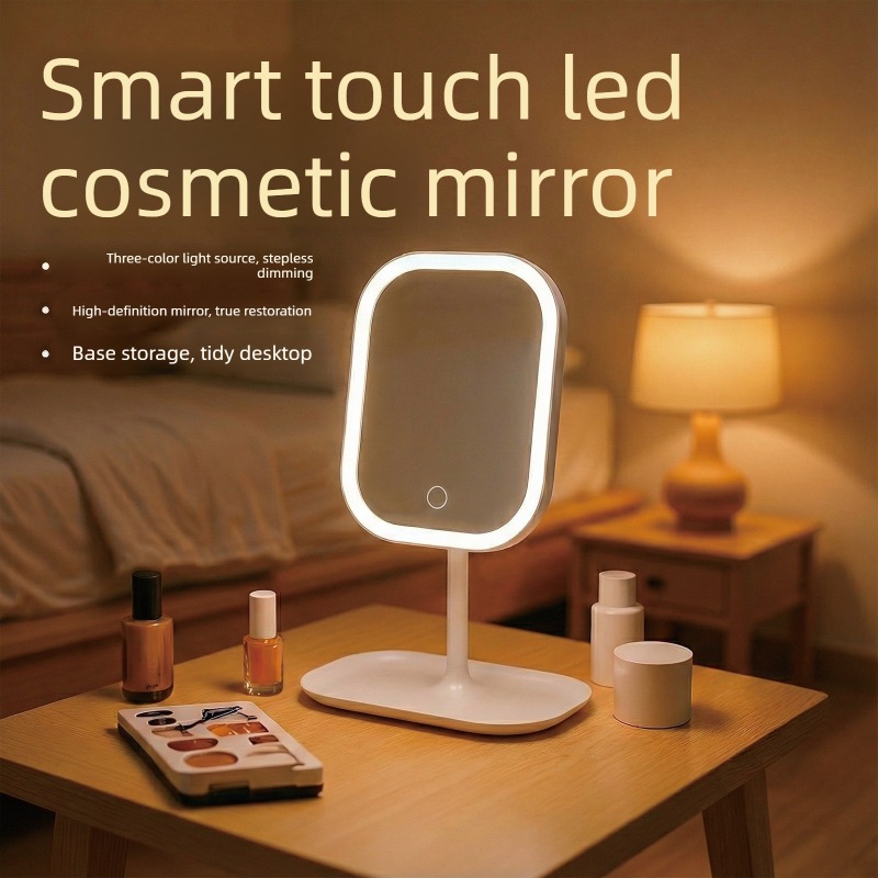 新しいLEDモダンデスクトップバニティミラー、ポータブル3色 - Desk Setup Lamp のレビューと価格